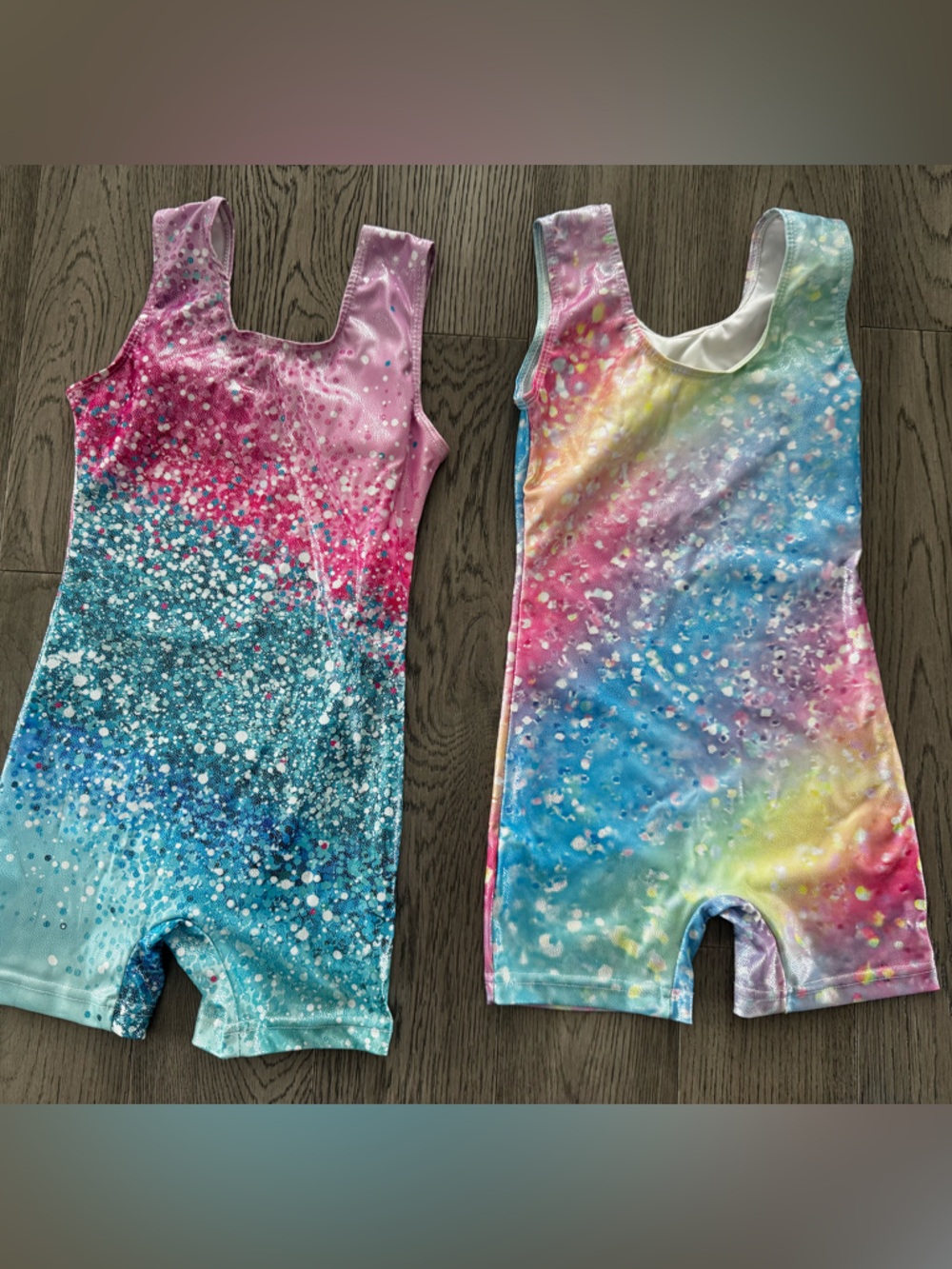 Colorful Galaxy Print Kids Gymnastics Leotard Romper - Multi